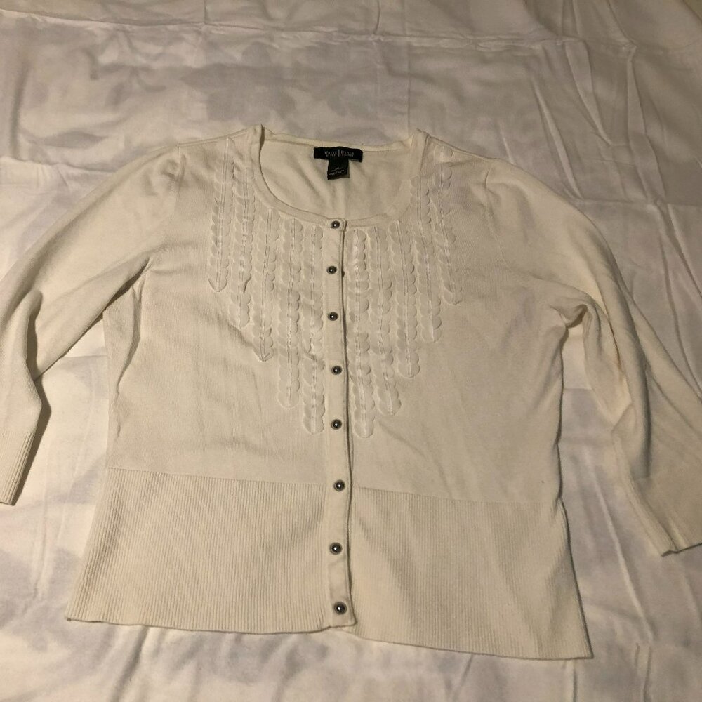 White House Black Market cardigan sweater cream colored. Size M